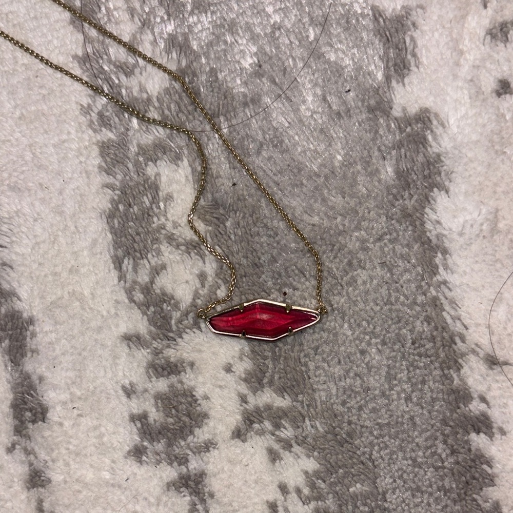 Gold and Dark Red Kendra Scott Pendant Necklace